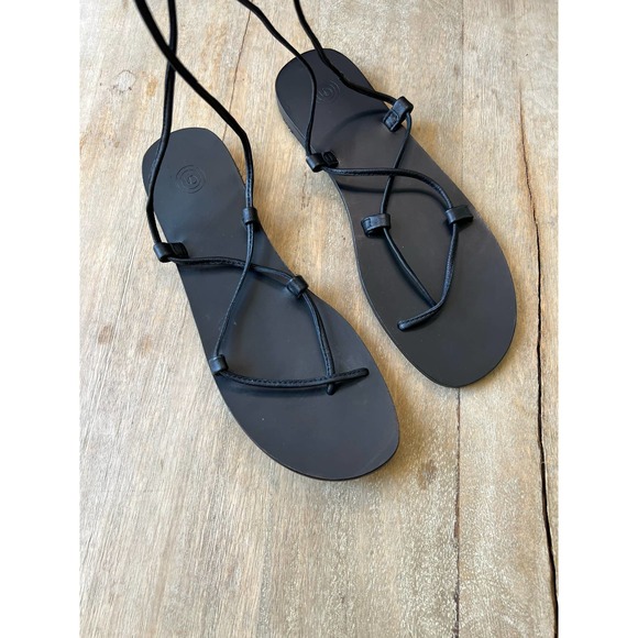 UO Urban Outfitters Black Boho Faux Leather Gladiator Sandals - Size 8 - NWOT - Picture 5 of 6